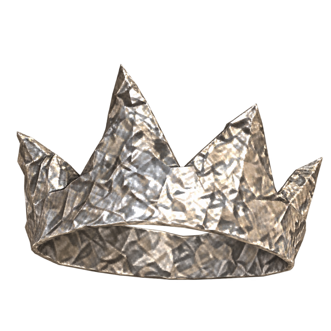 An extravagant crown made from crumpled kitchen foil